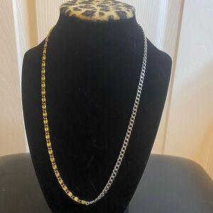 Unisex Two-Tone Stainless Steel 22” Chain Necklace